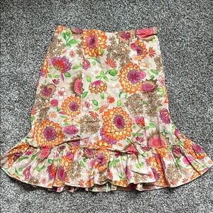 Cherokee Pink and Orange Trumpet Skirt Knee-Length Casual